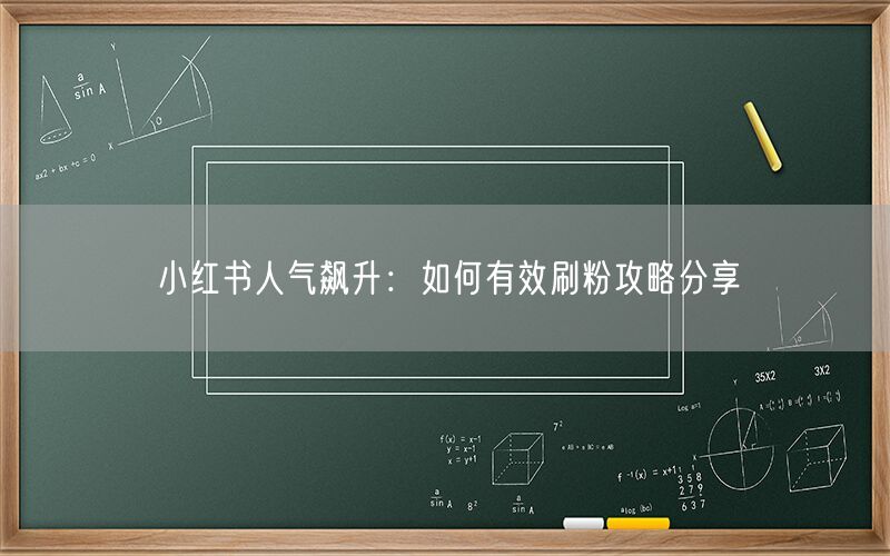 小红书人气飙升：如何有效刷粉攻略分享